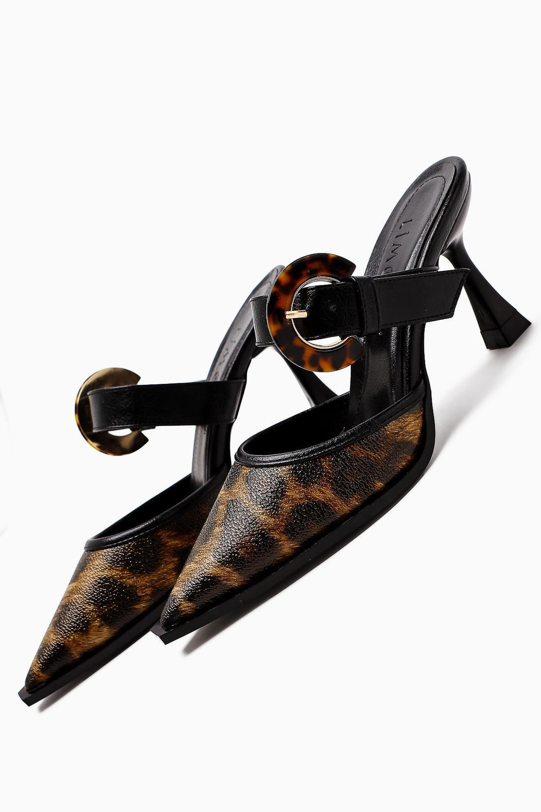 Yulia Leopard Buckle Detailed Front Closed Heel Women's Shoes