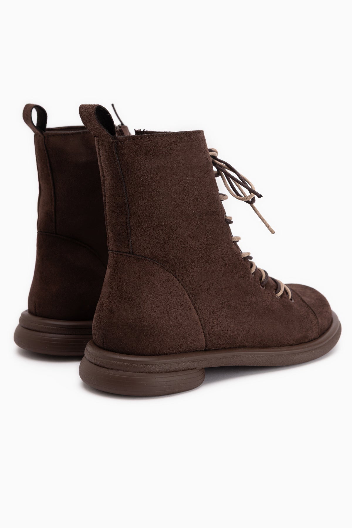 Florine Braun Wildleder Doppel Schnürung Damen Stiefel
