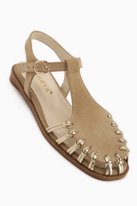 Kiera Echtes Leder Beige Wildleder Gürtelsandale Damen