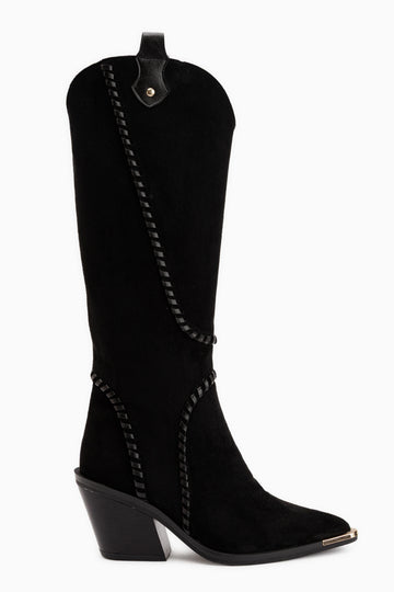 Gertie Black Suede Stitch Detailed Women’s Boots