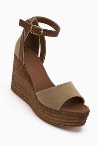Moni Beige Wildleder Keilabsatz Damen Sandale