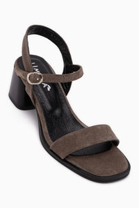 Lucia Echtes Leder Mink Wildleder Absatz Damen Sandale
