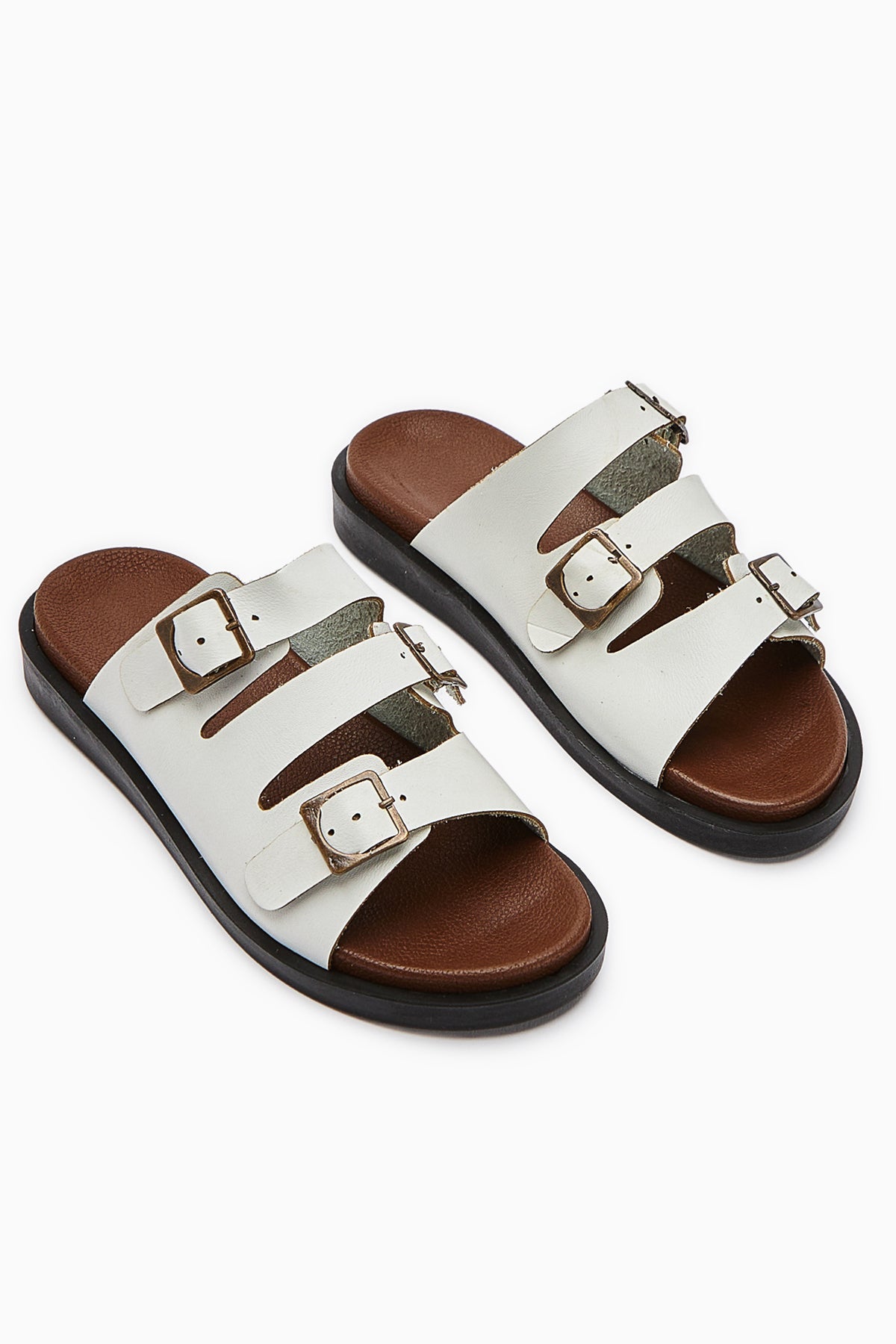 Cosima Damen Weiß Dreifachriemen-Slide