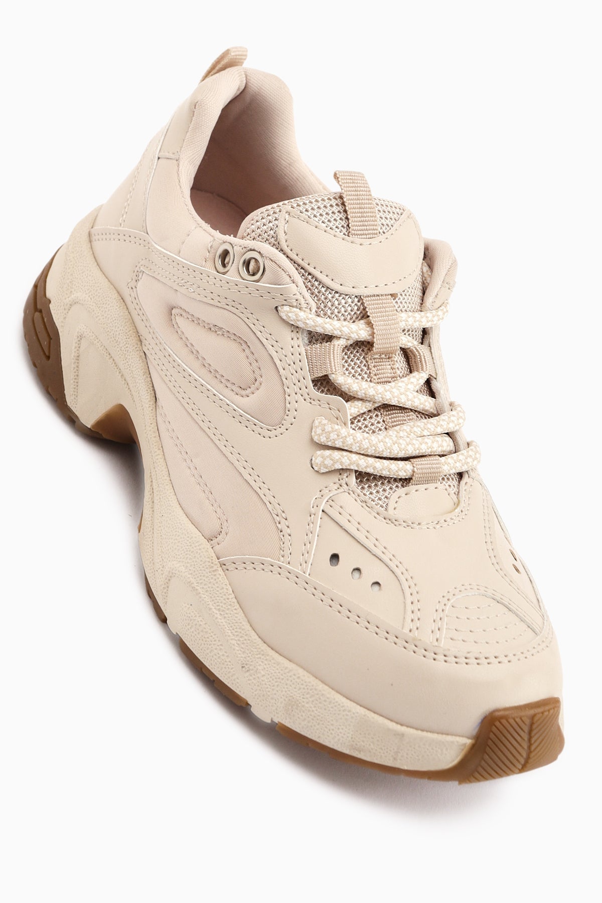 Trina – Beige Sneaker mit Schnürung (Damen)