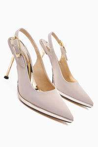 Maren Beige Buckled Slim Heeled Women’s Shoes