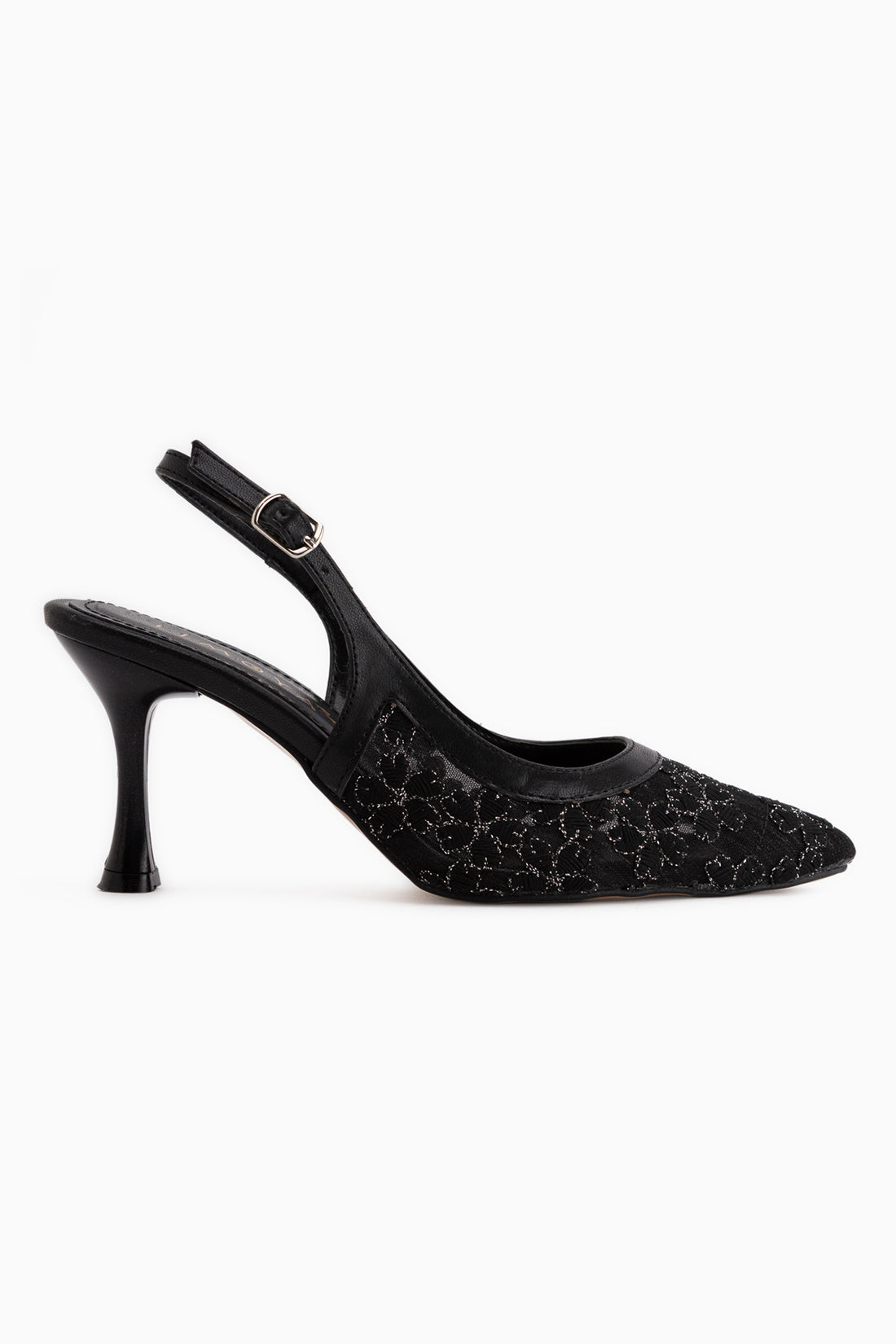 Camelia Black Embroidered Women’s Heeled Shoes