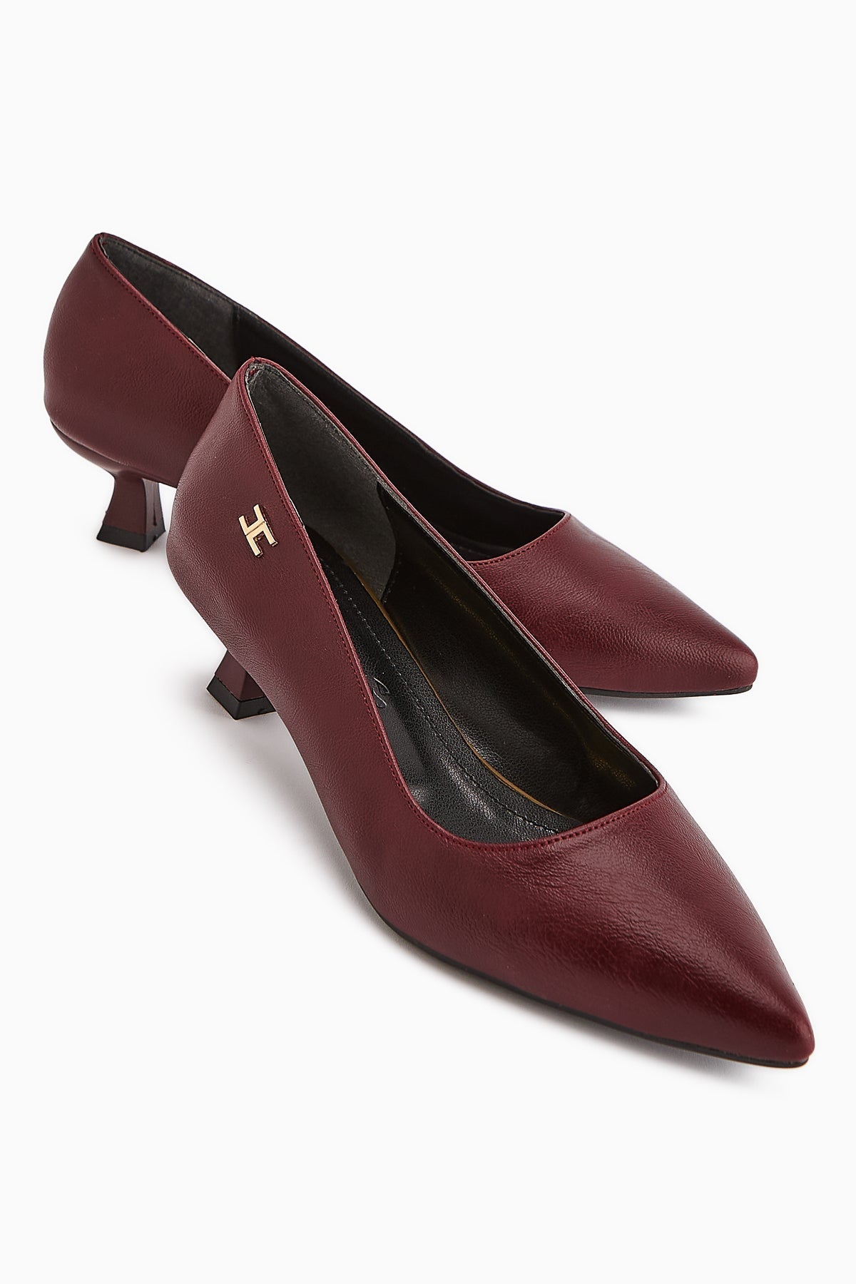 Wera Burgundy Low-Heeled Women's Stiletto