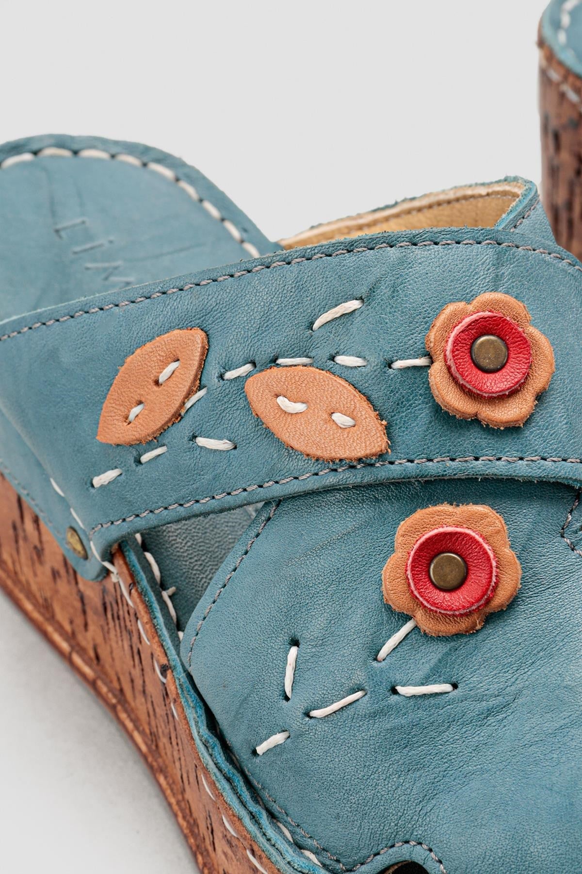 Alto Echtes Leder Komfort Pantoletten mit Distressed Sohle