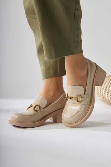 Berita Damen Chunky Heel Schuh in Beige