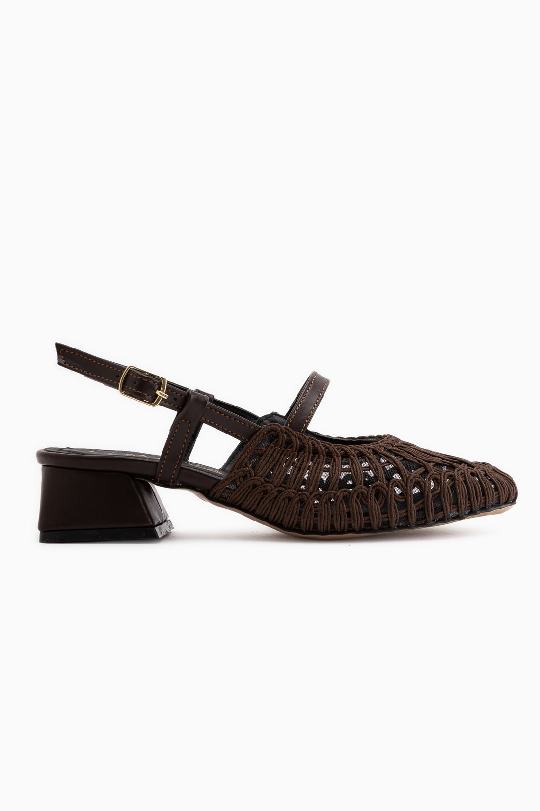 Rossi Braun Gewebt Detail Damen Absatzsandale