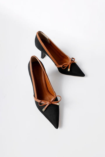 Loviisa Black-Coffee Bow Detailed High Heel Shoes