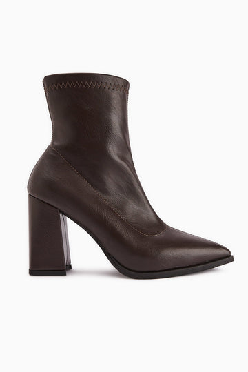 Susy Brown Thick Heeled Stretch Women's Boot