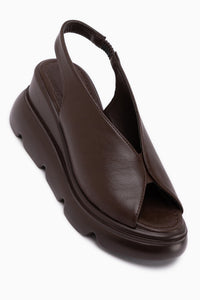 Tilda Braun Elastisch Keil Damen Sandale