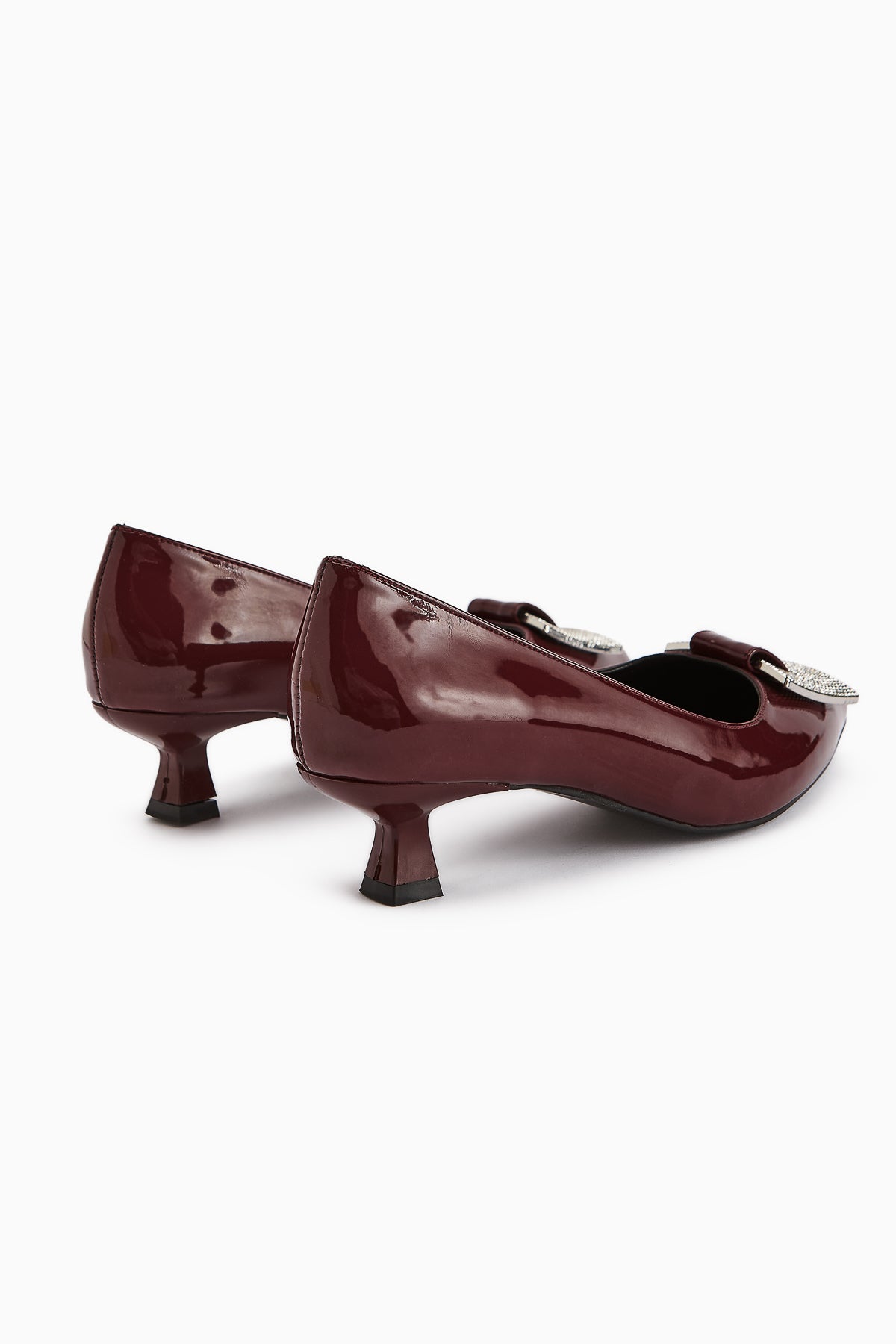 Lini – Burgundy Patent Buckle-Detail Short-Heel Shoe (Women)