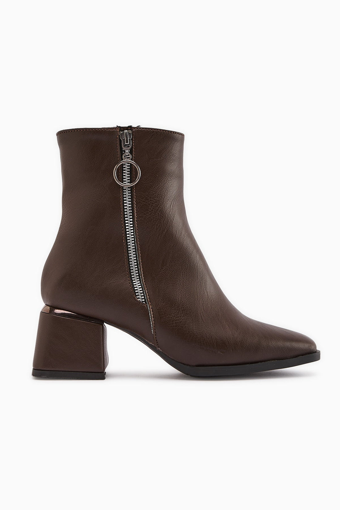 Deyana Coffee Zipper Accessorized Boot