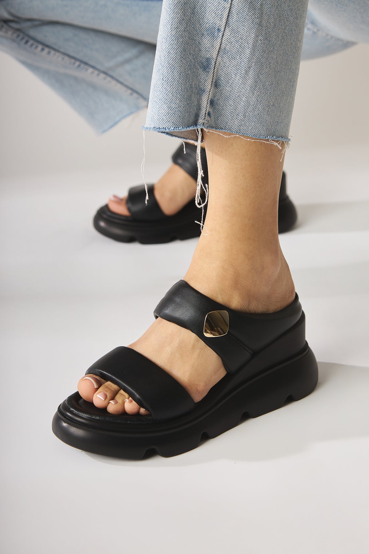 Susi Schwarze Hochhackige Flauschige Damenhausschuhe