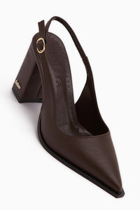 Essi Brown Closed Toe Thick Heeled Women’s Shoes