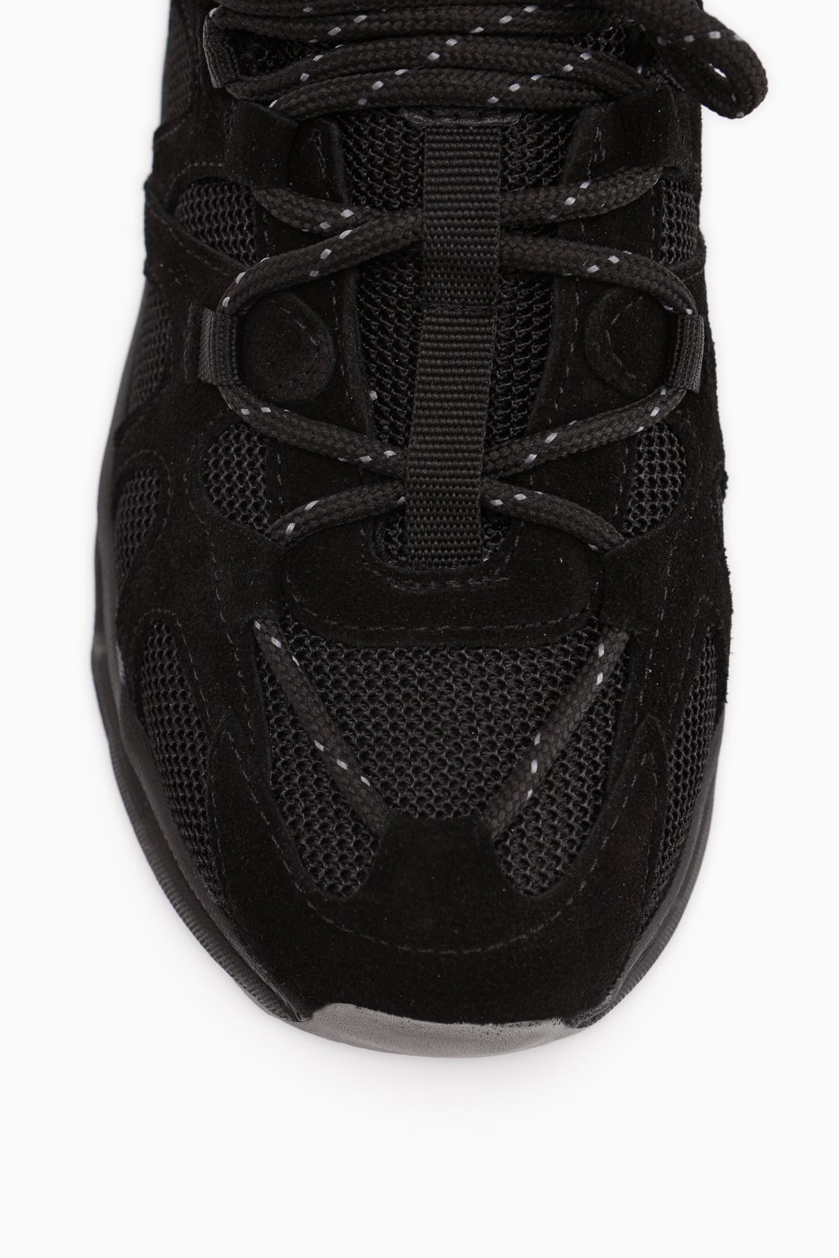 Raisa Echtes Leder Schwarz Wildleder Netz Detail Damen Sneaker