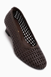 Viola Echtes Leder Braun Gewebt Damen Absatzschuhe