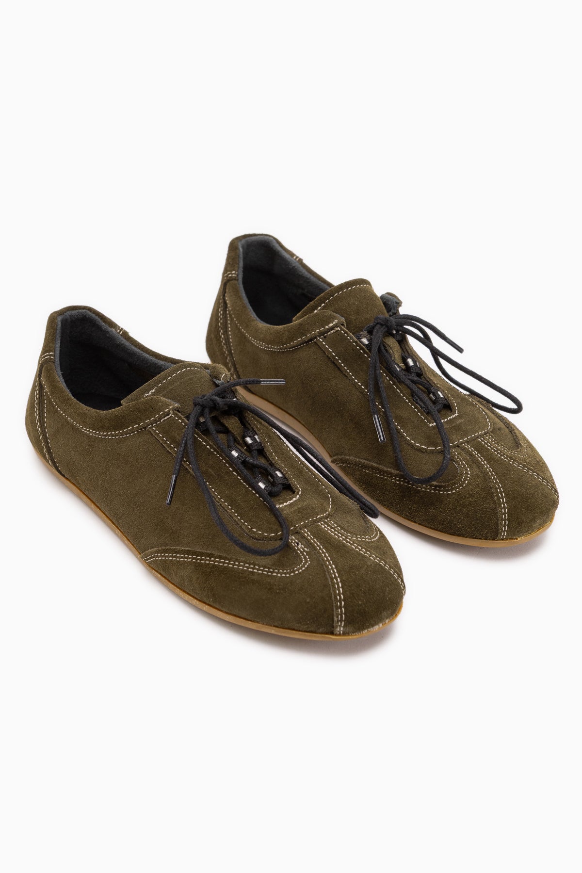 Berry Genuine Leather Khaki Suede Lace-Up Casual Women’s Shoes