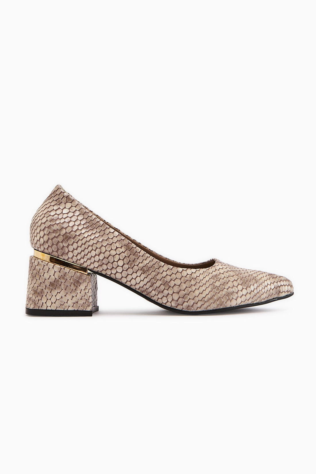 Emelia Genuine Leather Beige Snake Pattern Women's High Heel Shoe