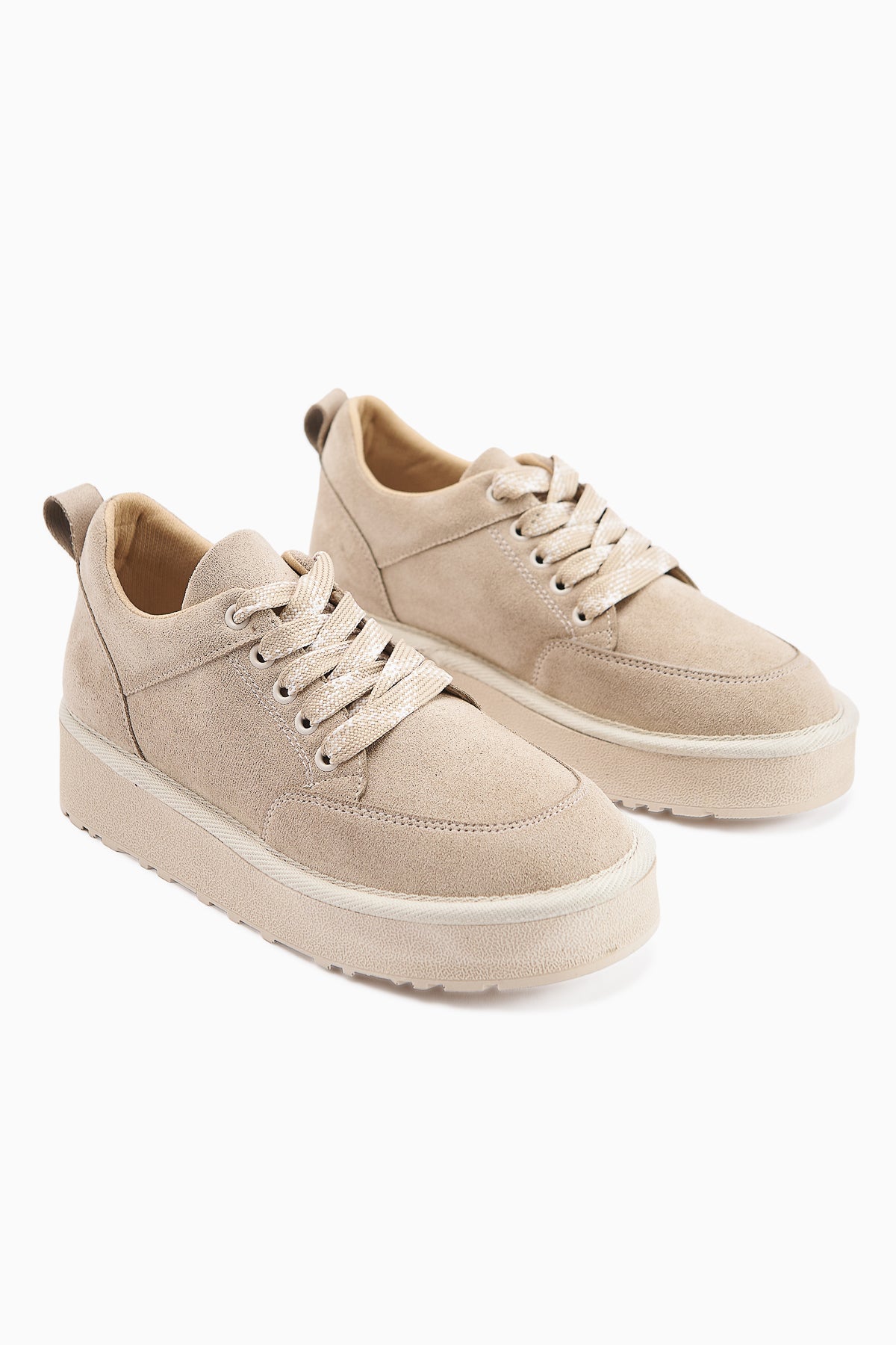 Edle Beige Suede Lace-Up Women's Boot