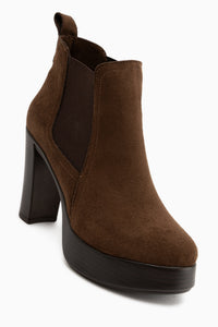 Mersa Coffee Suede Platform Heeled Women’s Boots