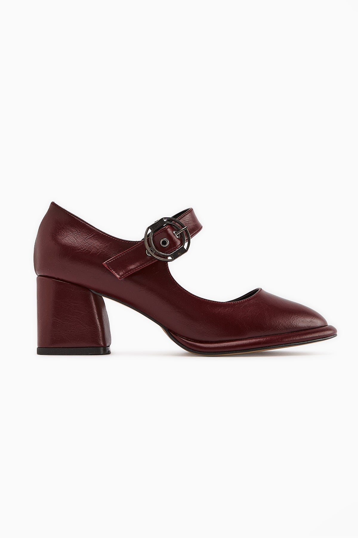 Nana – Burgundy Buckle-Detail Heeled Shoe (Women)