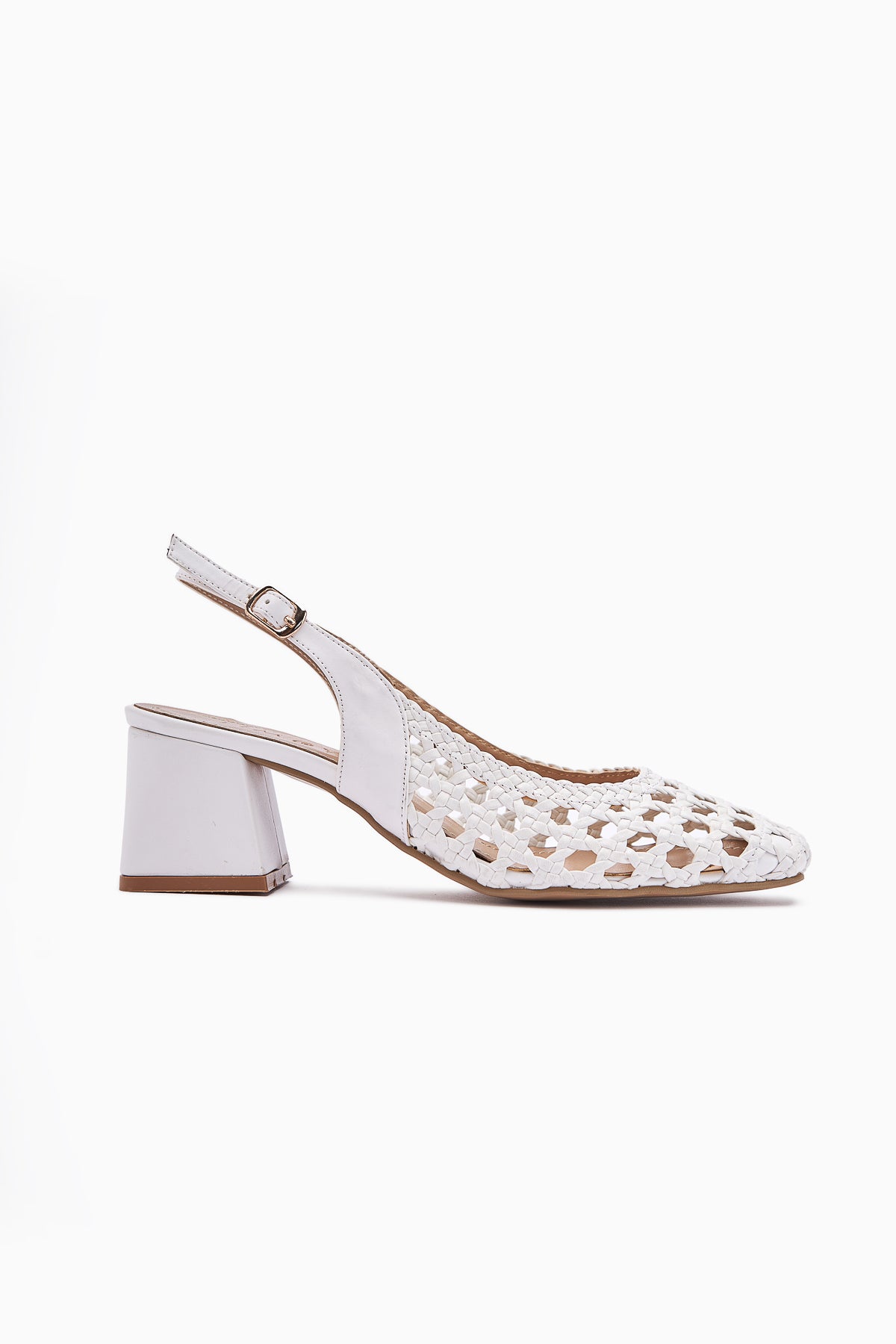 Filipa White Handmade Square Toe Heeled Women's Sandals