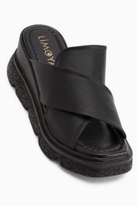 Razia Black Cross Strap Wedge Women’s Slipper
