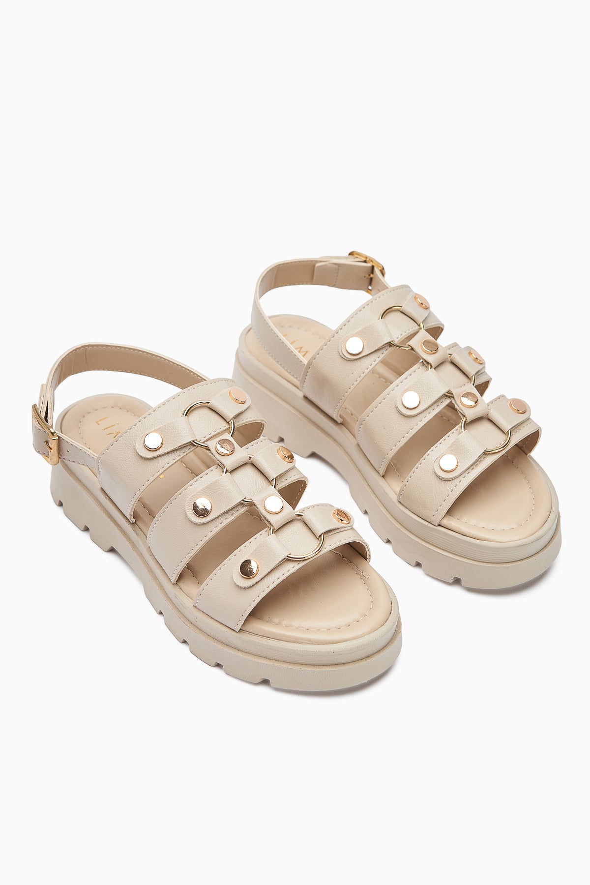 Estella Goldschnalle Creme Dicke Sohle Sommer Damen Sandalen