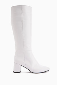 Velma Genuine Leather White High Heel Women's Boot