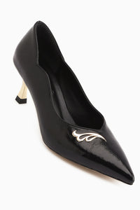 Liona Schwarze Schnalle Detail Damen Absatzschuhe Stiletto