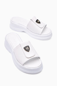Kaylee White Buckled Women's Slippers