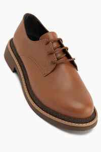 Minea Tan Schnür Damen Loafer Freizeit Schuhe