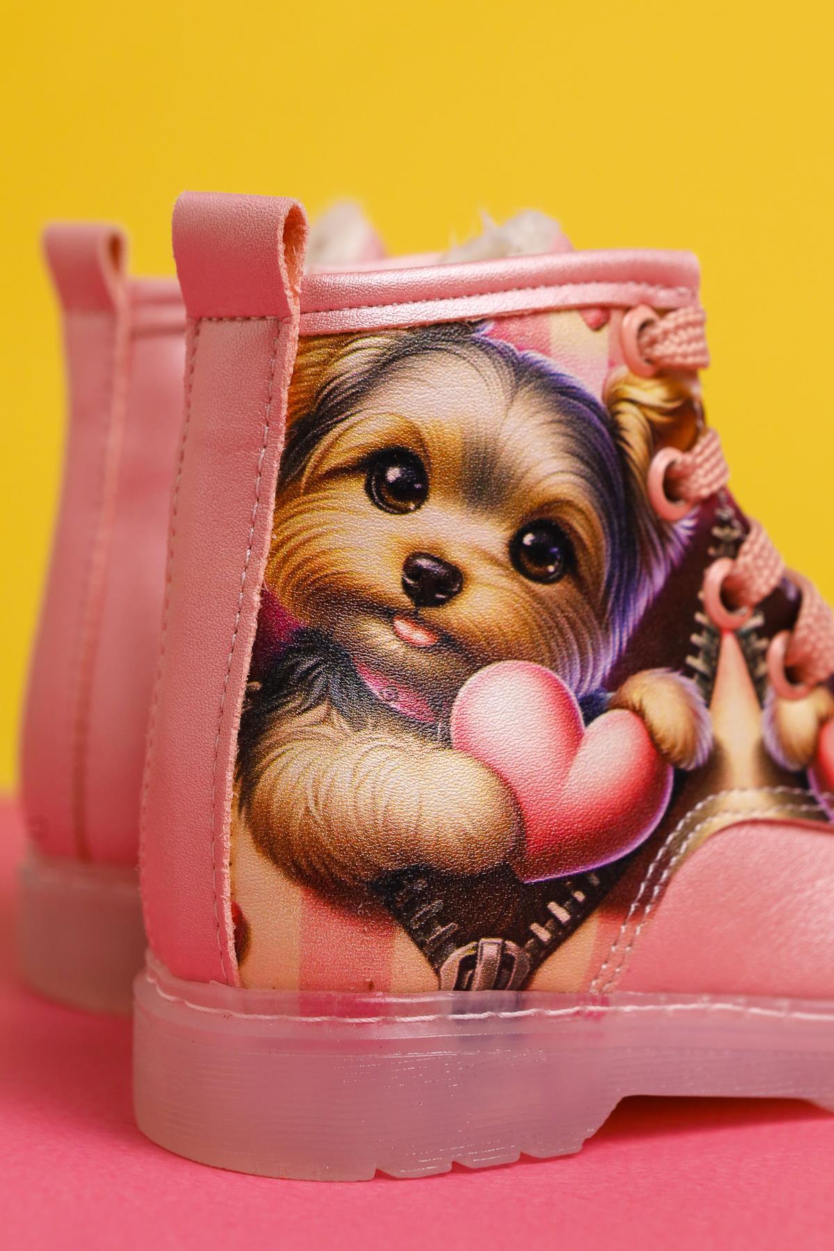 Jannice Rosa Cartoon-Charakter-Druck Leuchtende Schnür-Baby-Stiefel