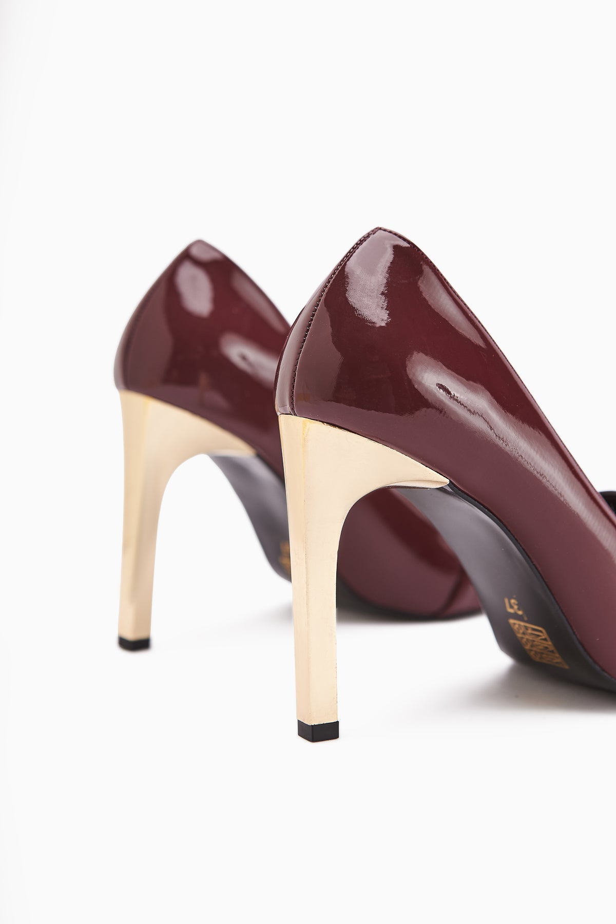 Elisar Burgundy Patent Leather Belt Detail Women's High Heels