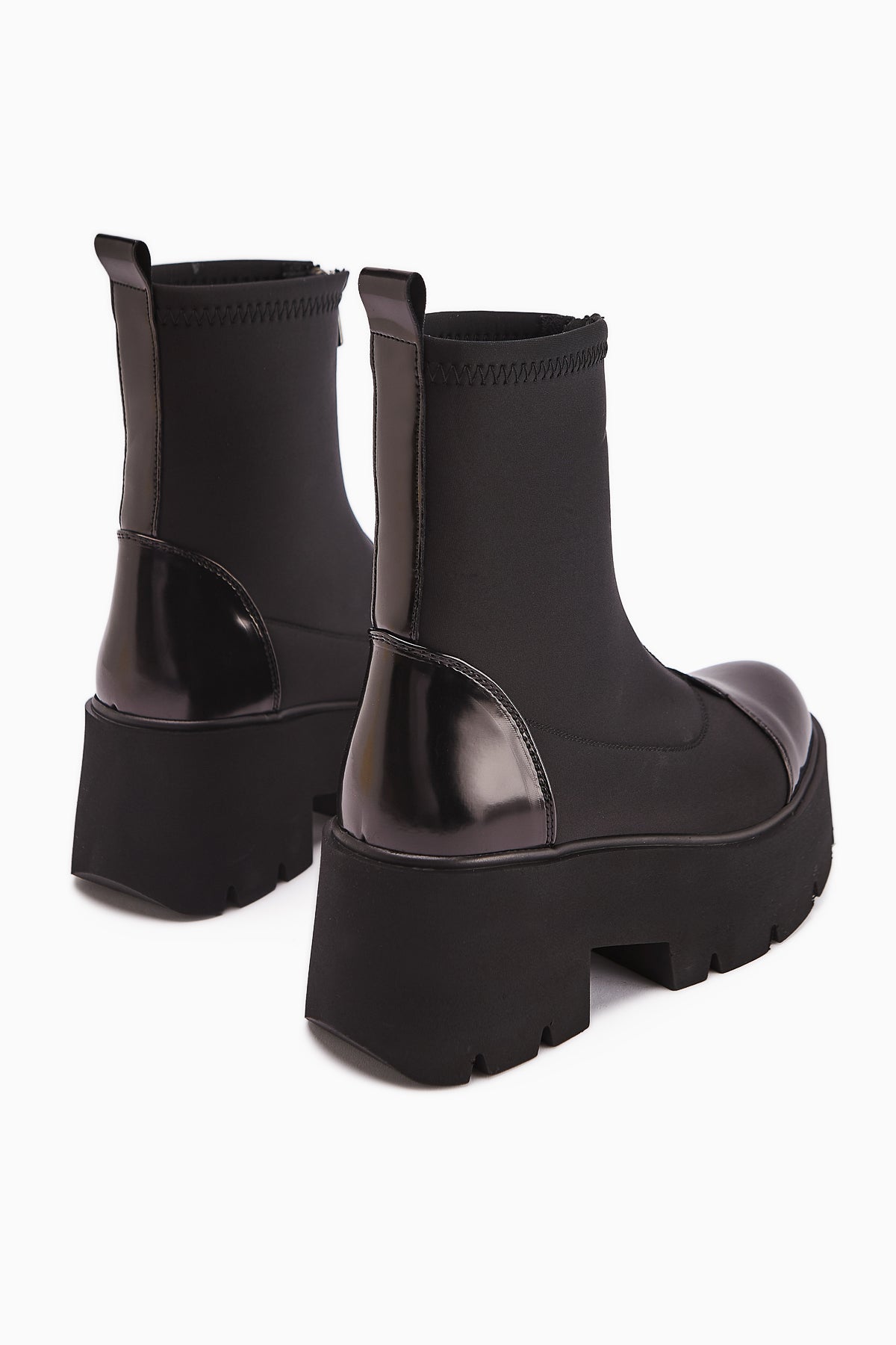 Narisa Black Patent Leather Front Zip Women's Stretch Boots