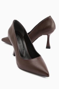 Celestine Coffee Wrinkled Pointed-Toe Stiletto