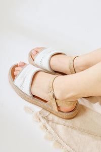 Svetlana White Stone Knitted Strappy Sandals