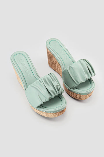 Danielle Grüne Rattan-Sohlen-Look-Slides