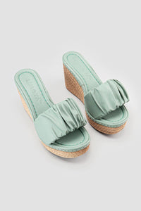 Danielle Grüne Rattan-Sohlen-Look-Slides