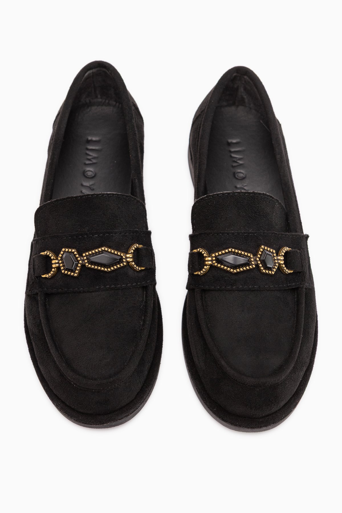 Callie Schwarze Wildleder Stein Damen Loafer Schuhe