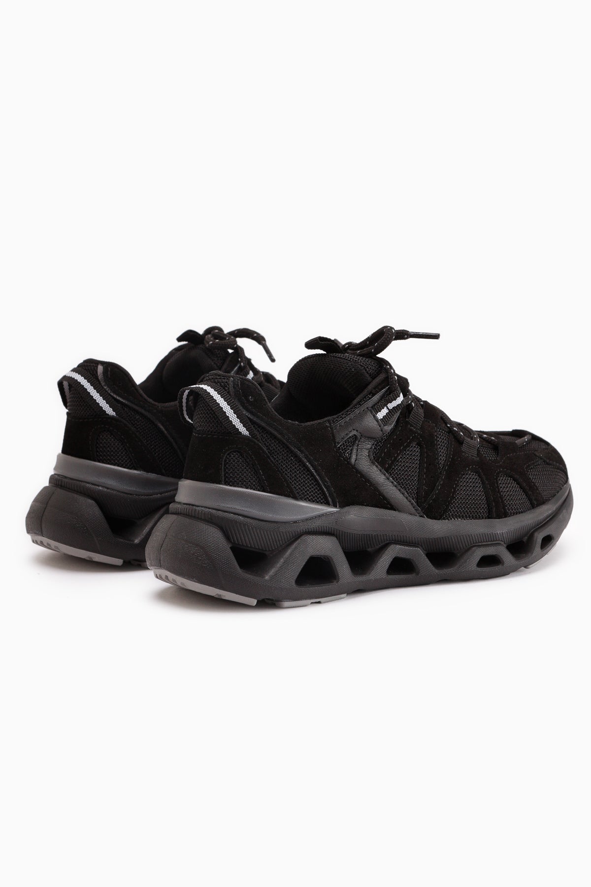 Raisa Echtes Leder Schwarz Wildleder Netz Detail Damen Sneaker