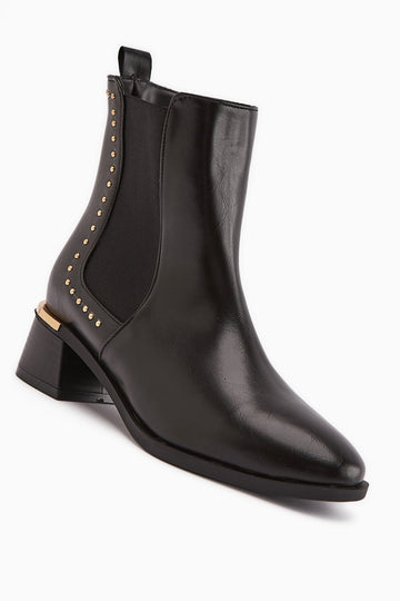 Jane Black Elastic Heeled Women's Boot