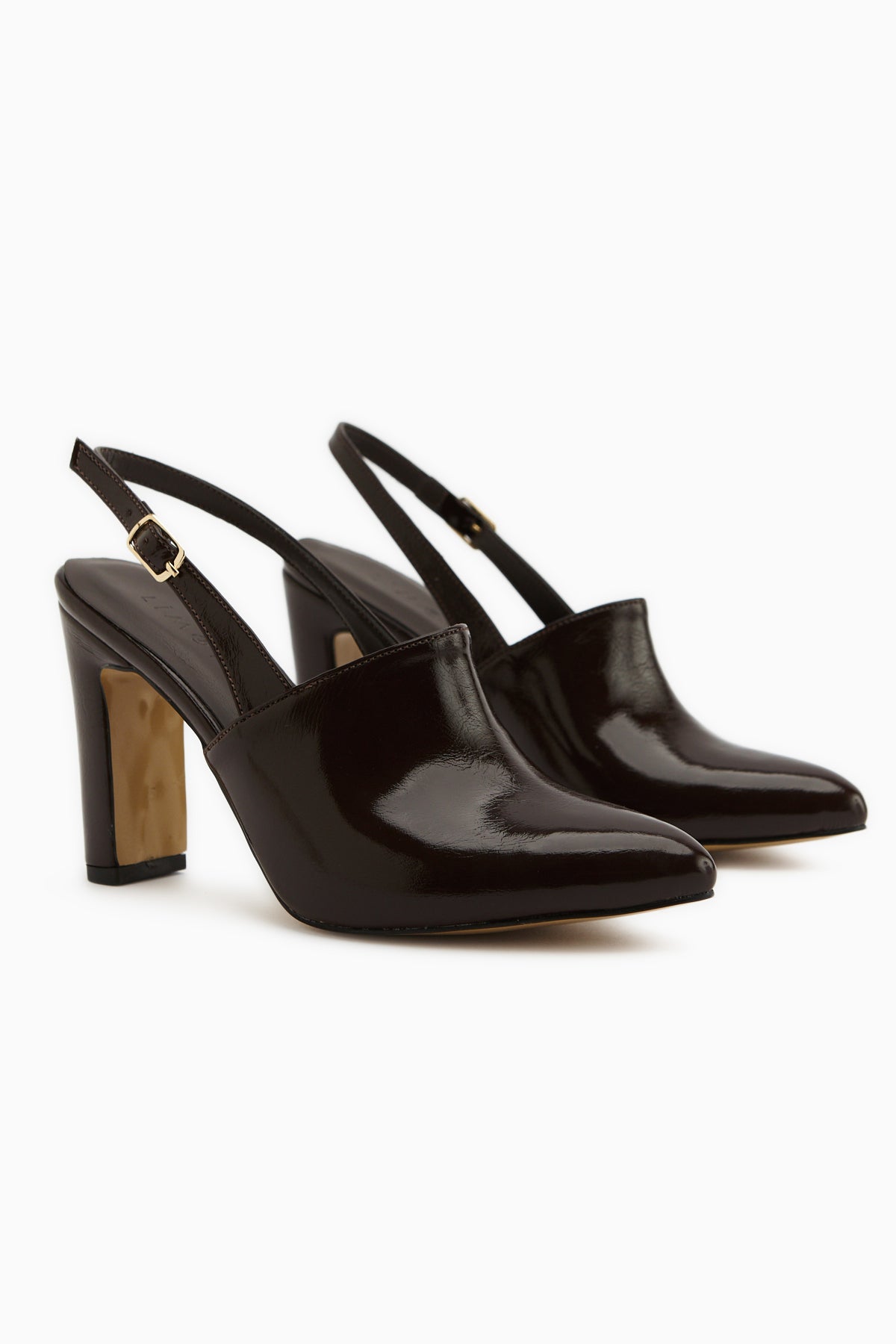 Maisa Kahve Sivri Burunlu Slingback Kalın Topuklu Kadın Ayakkabı