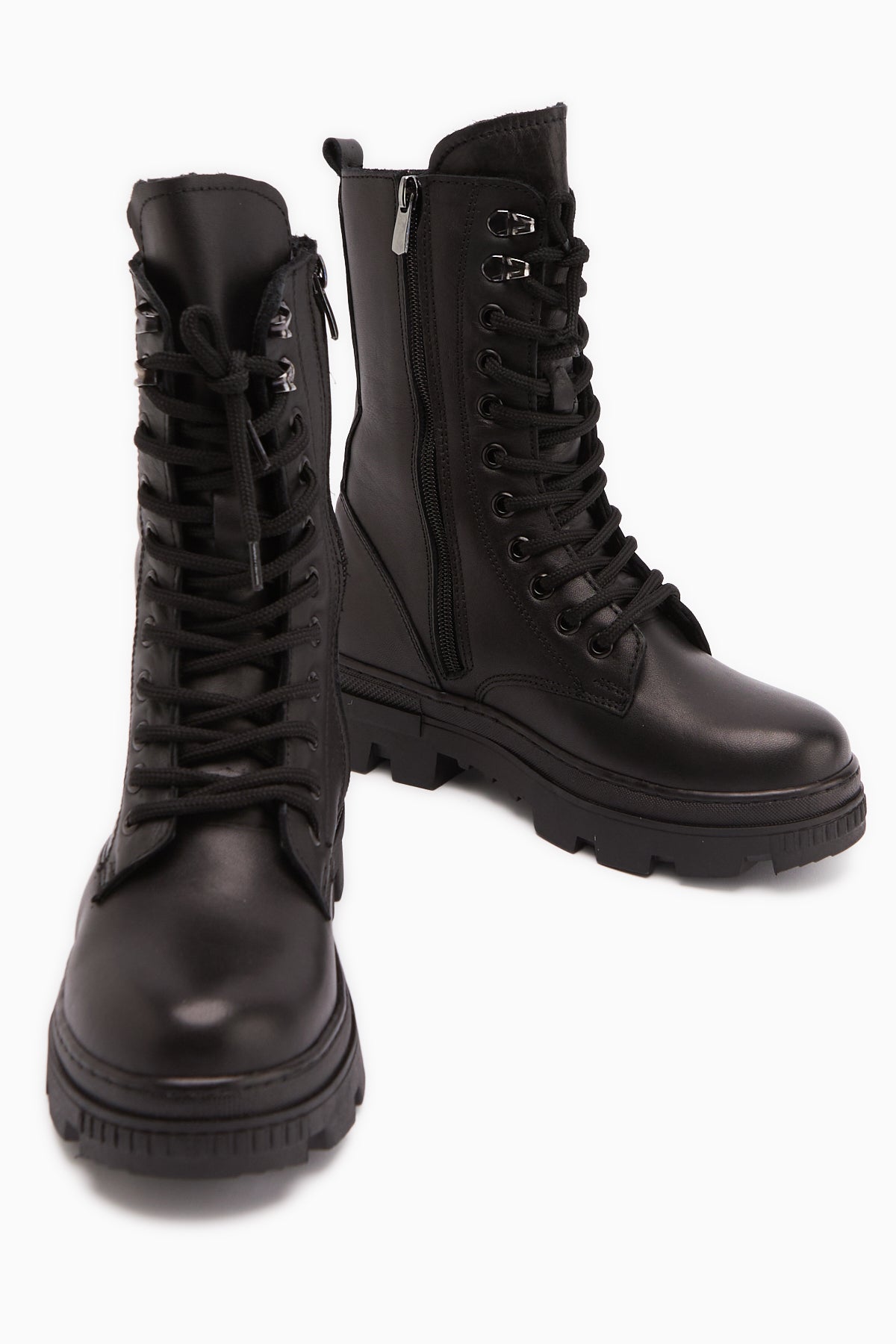 Sanela – Genuine Leather Cognac Combat Boot (Women)