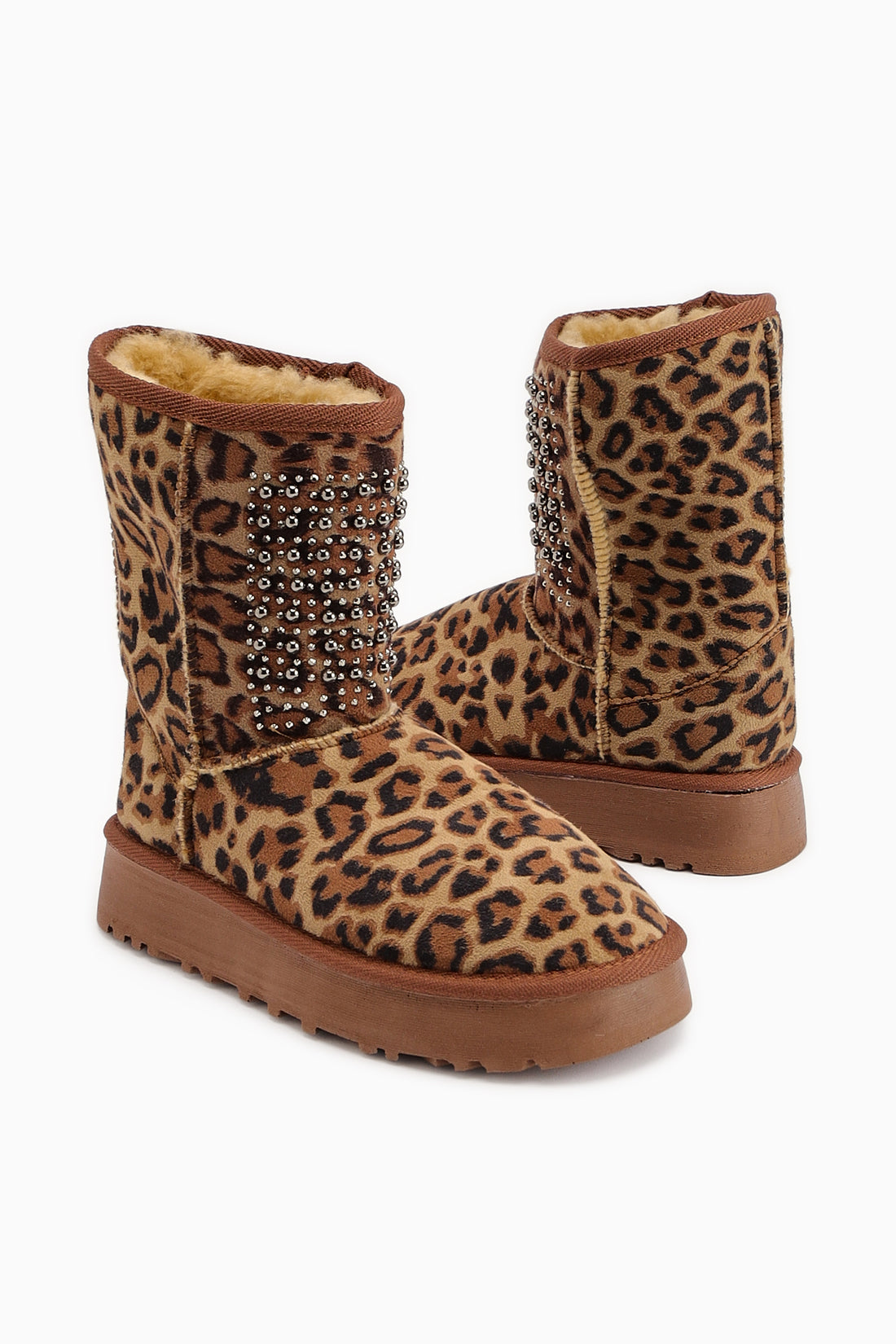 Anna-Li Leopardenmuster Wildleder Futter Beaded Detail Damen Stiefel