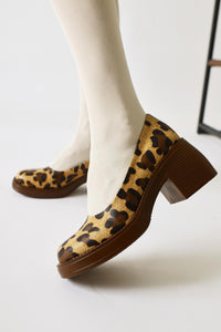 Jeannie Leopard Patterned Oval Toe Heeled Casual Shoes