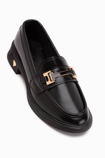 Drina Schwarze Schnalle Damen Loafer Alltagsschuhe